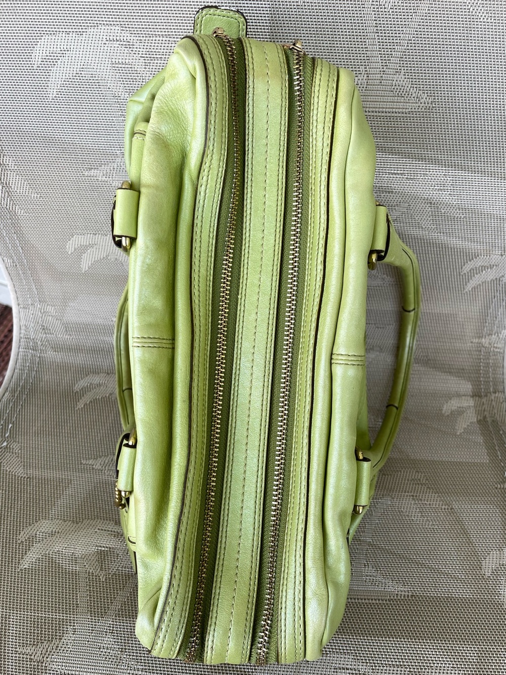 COACH PEYTON SATCHEL ARCHIVE LIMITED EDITION PEARLIZED GREEN LEATHER VINTAGE BAG - Picture 13 of 15